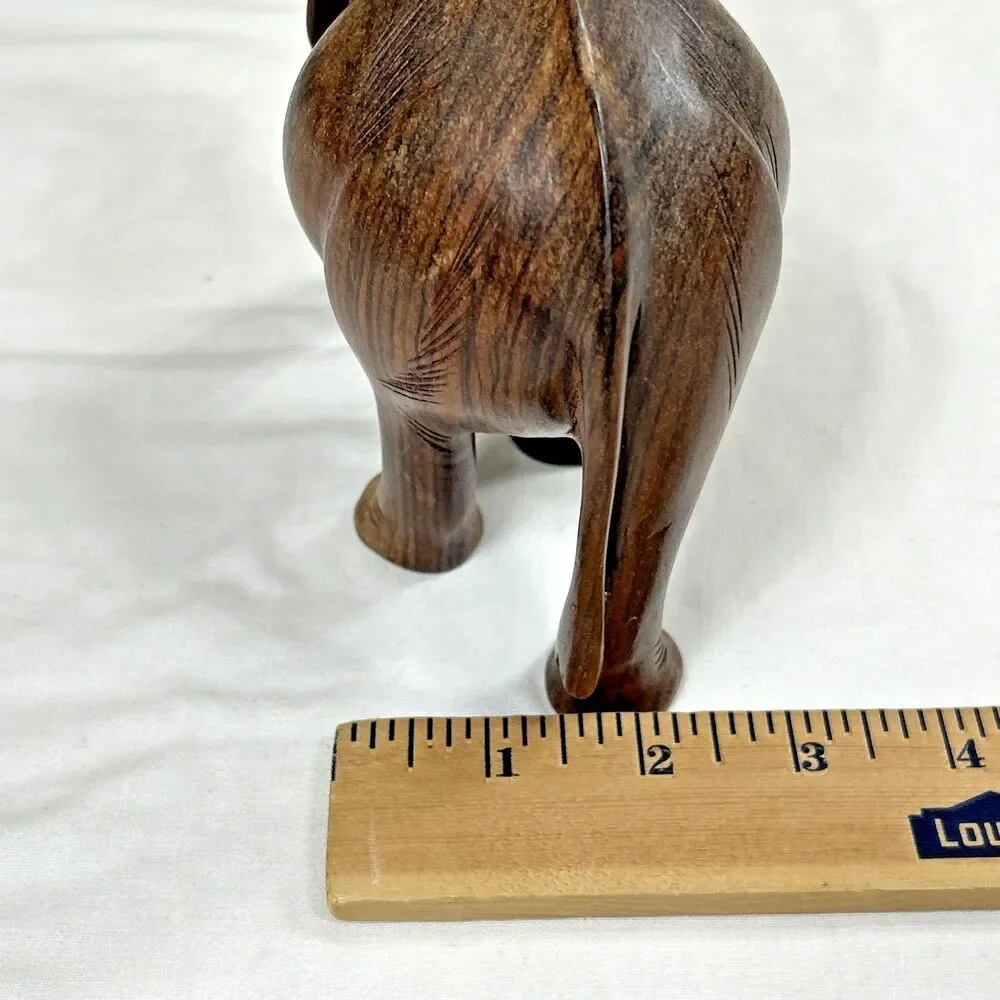 Hand Carved Wooden Elephant Figurine Safari Animal Home Decor *Missing Tusks*